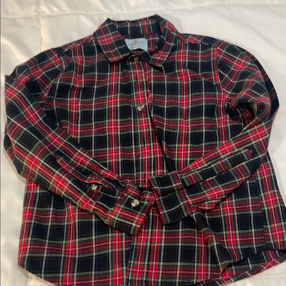 Boy’s Class Club 8 black/red plaid  button-down long-sleeve shirt